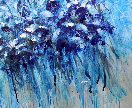 "Riding The Blues" - Super sized floral landscape painting