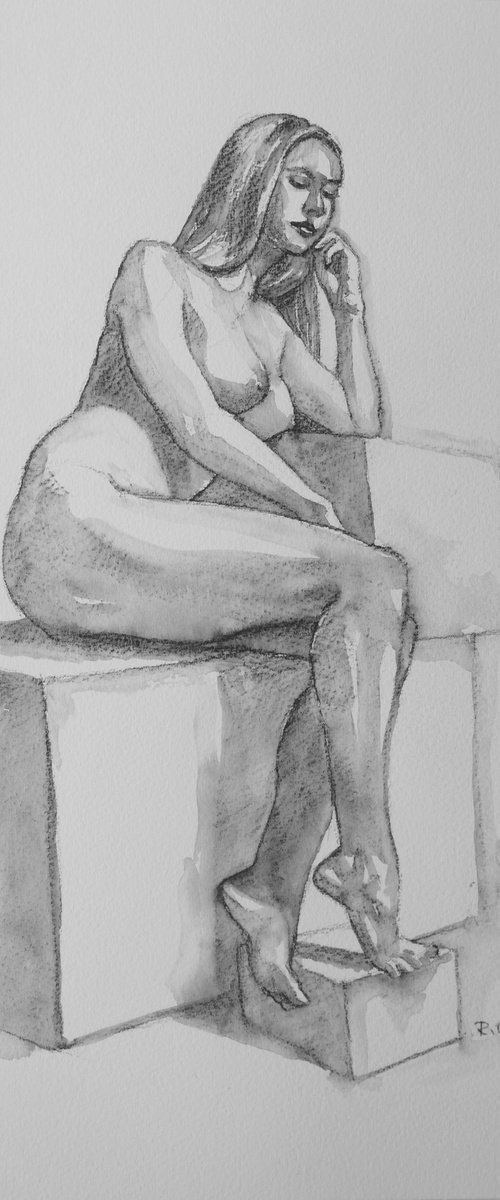 Seated female nude by Rory O’Neill