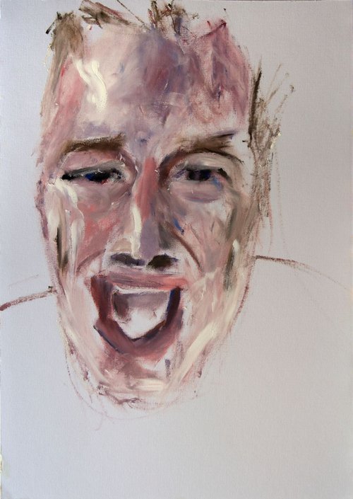 Self Portrait 12x9 Oil On Canvas Mans Face - Portrait of a Man - Portrait by Ryan  Louder