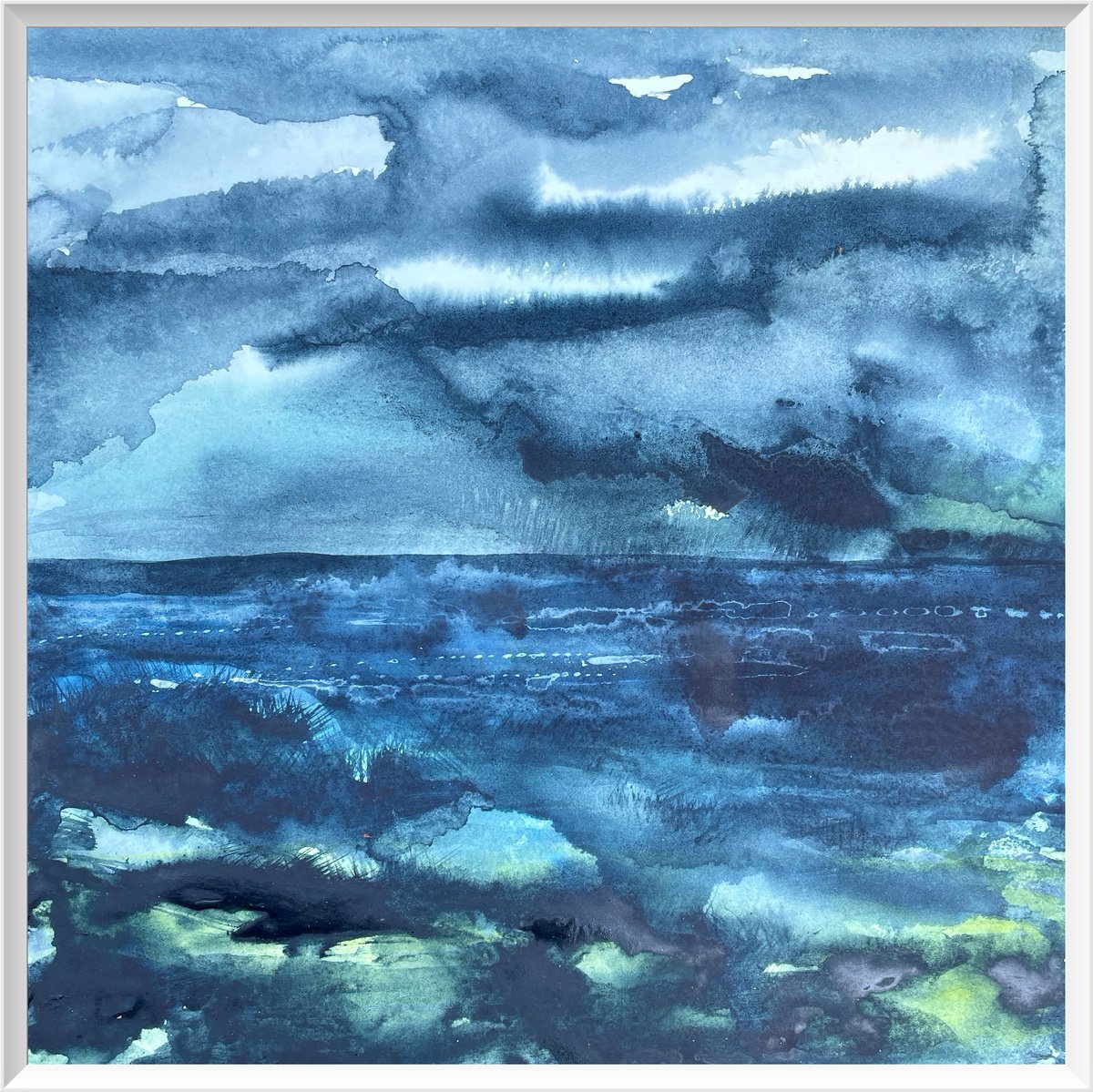 Abstract Landscape Watercolour By Gesa Reuter, 12 X 12, Soulnight, Original Artwork