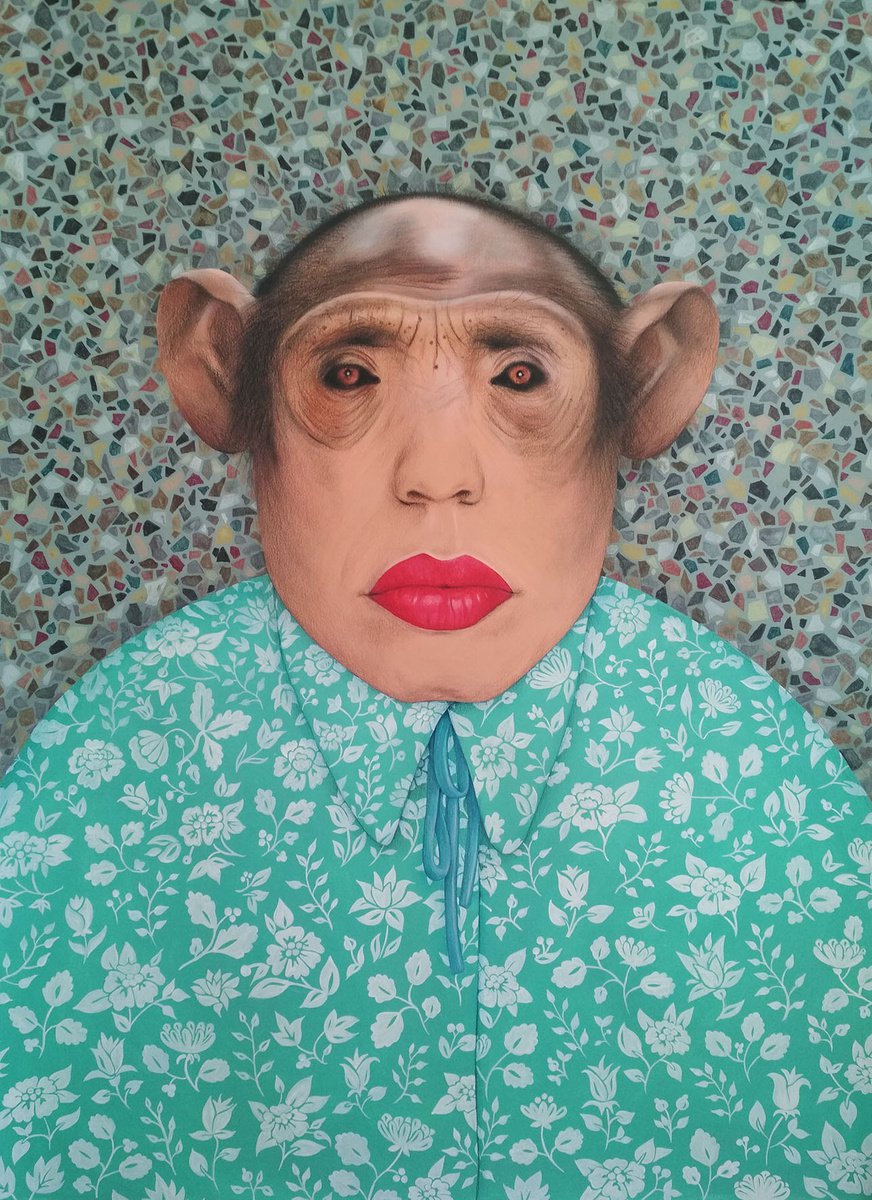 Surrealistic Portrait Painting By Andromachi Giannopoulou, 28 X 41, Andrea, Original Artwork