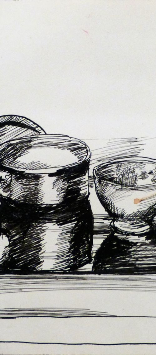 Still Life: Cooking Pot And Bowl #2, 24x23 cm by Frederic Belaubre