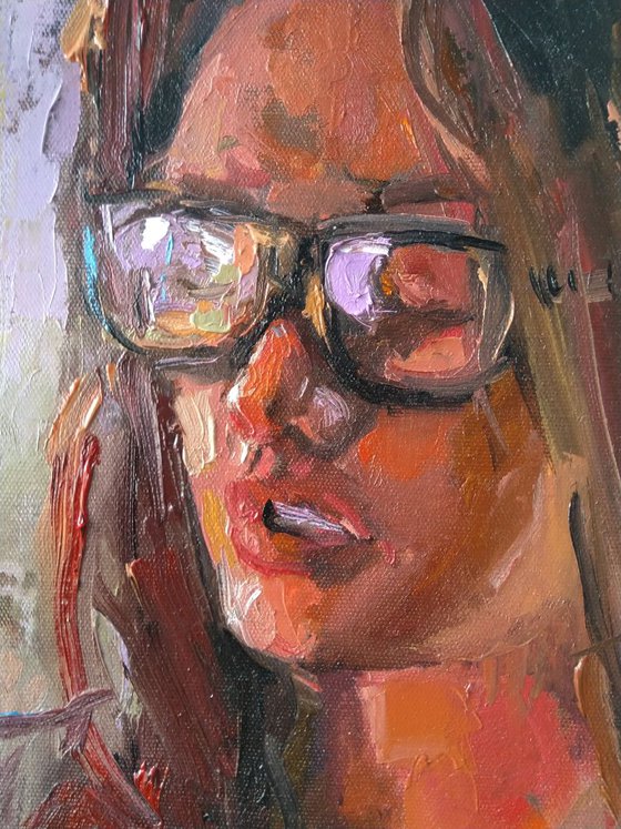 Portrait (40x30cm, oil painting, paper)