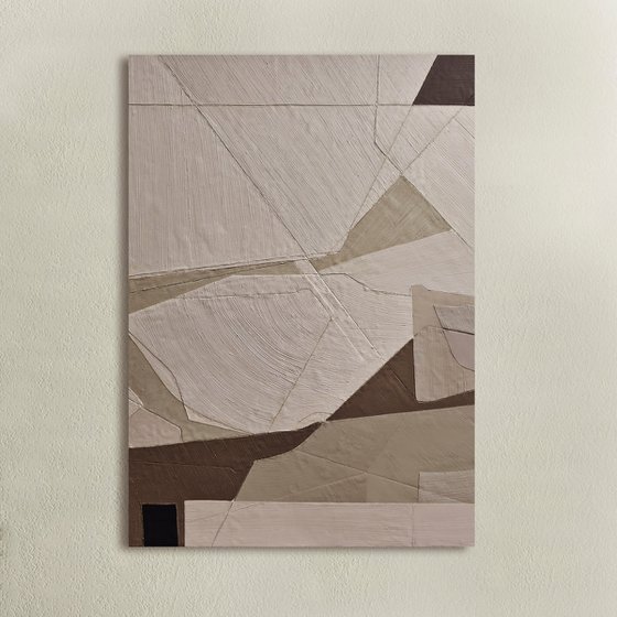 "Bella" Abstract geometric brown beige art