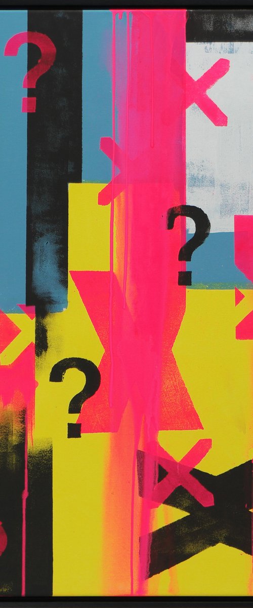 Typopop in Neon - Incl Black Frame - 95 x 95 cm - Ronald Hunter - 17M by Ronald Hunter