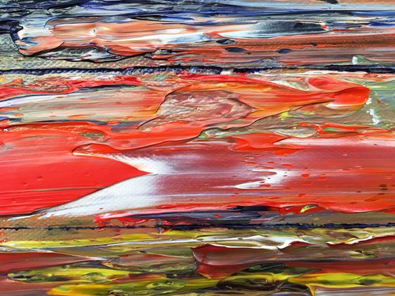 "All Structures Are Unstable" - Original Highly Textured PMS Abstract Oil Painting On Canvas - 36" x 18"