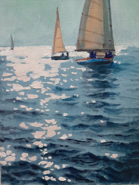 Seascape with Sailboats 37