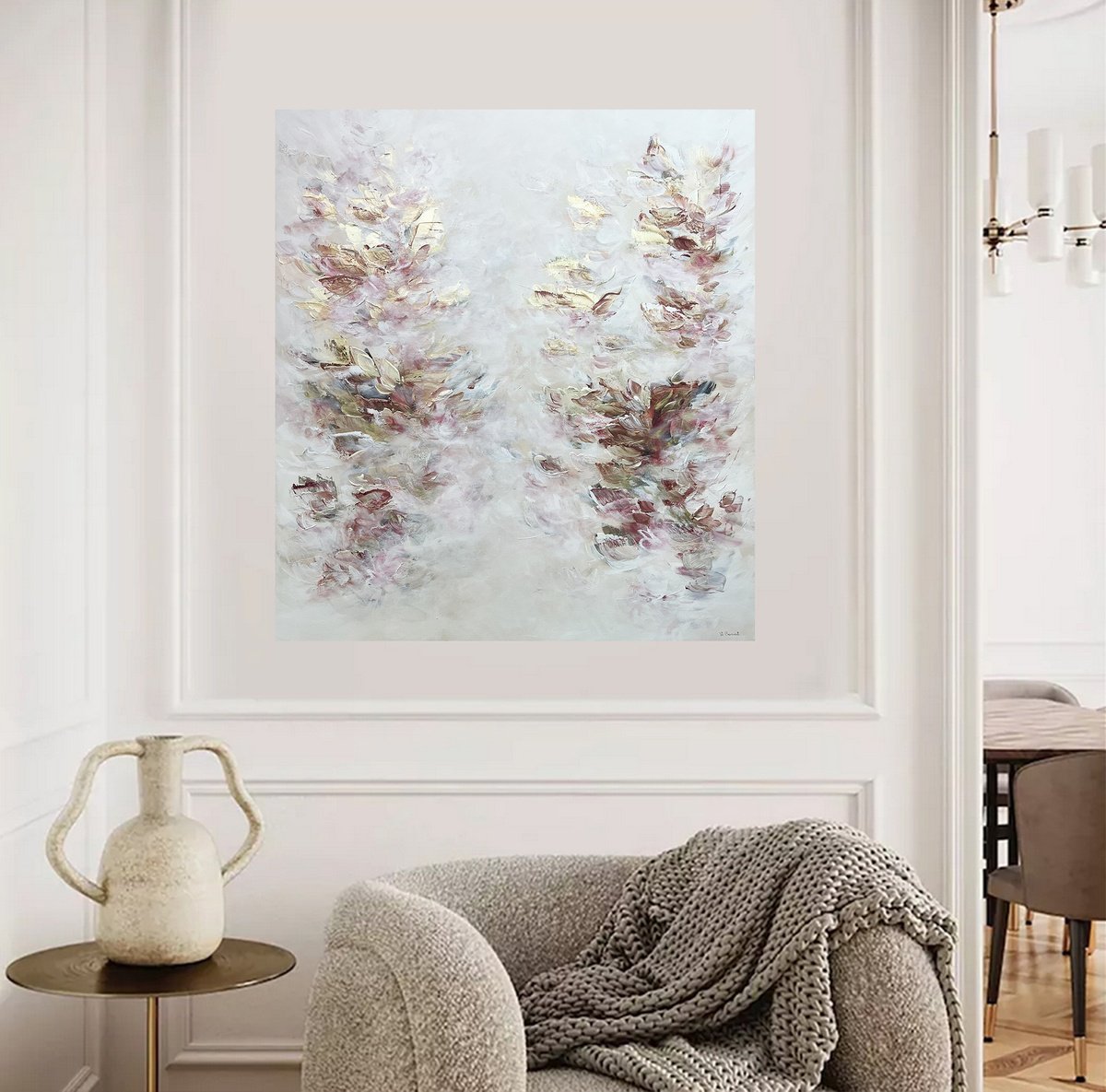 Abstract Acrylic Painting By Ve Boisvert, 36 X 40", Haven Of Love, Original Artwork