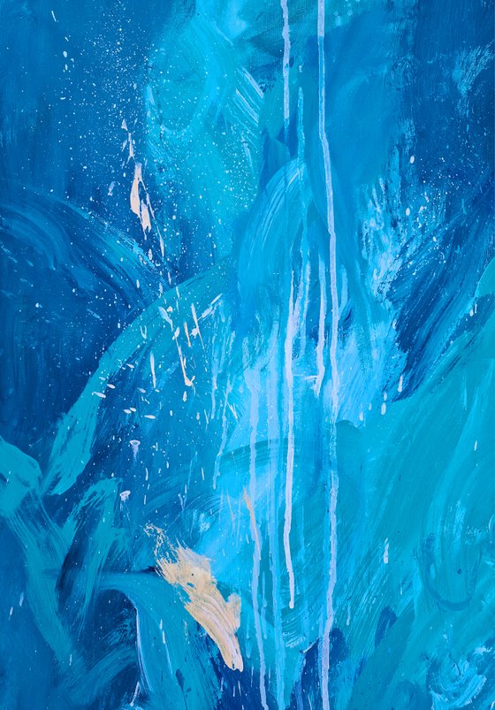 California Vibe. Abstract turquoise painting.