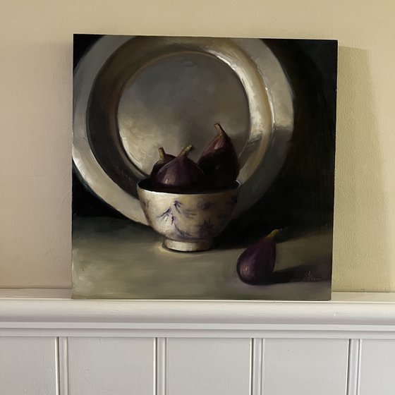 Figs and silver bowl