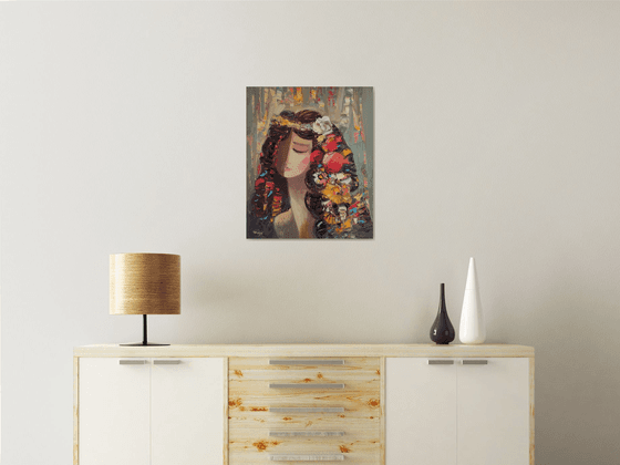 Armenian motives - Portrait (50x60cm, oil/canvas, abstract portrait)