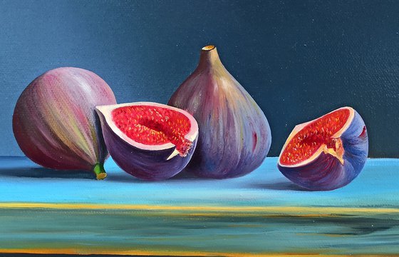 Still life - fig (24x30cm, oil painting, ready to hang)