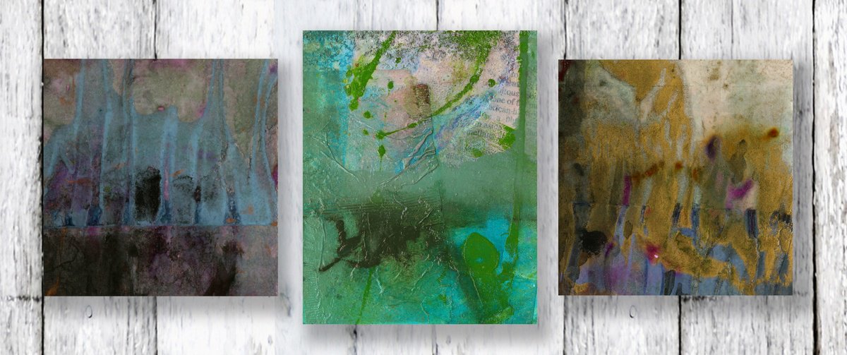 Abstract Painting By Kathy Morton Stanion, 12 X 5", Beneath The Surface Col. 2, Original Artwork