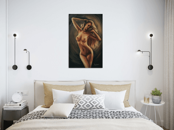 Erotic Art Naked Aphrodite Black and Gold art