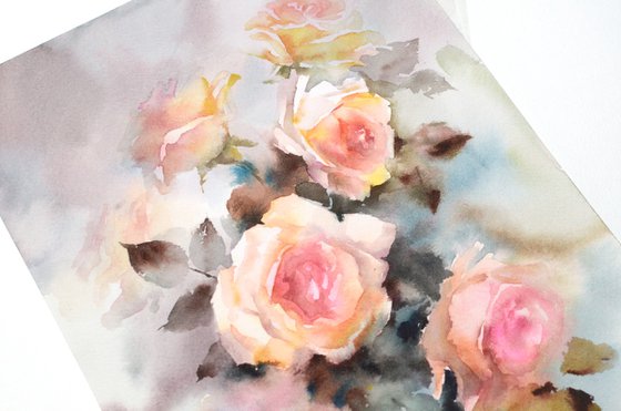 Light autumn roses
