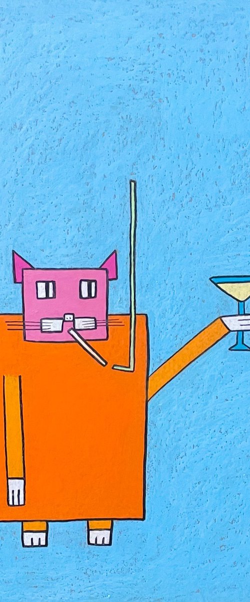 Cat with Martini by Ann Zhuleva