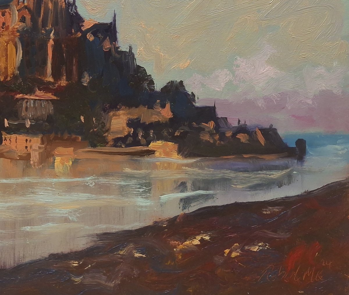 Impressionistic Landscape Oil Painting By Robert Mee, 16 X 12", 