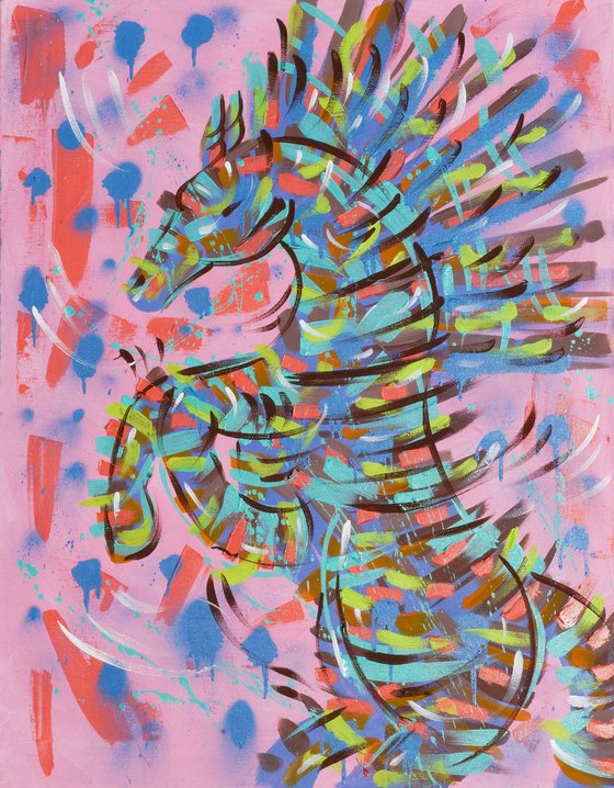 Horse: Summer Tones on Pink
