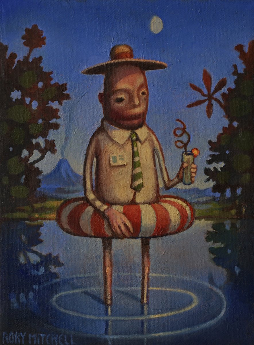 Naive Oil Painting , Evaporation (Study) By Rory Mitchell, 7 X 9, Artwork For Sale On Artfinder
