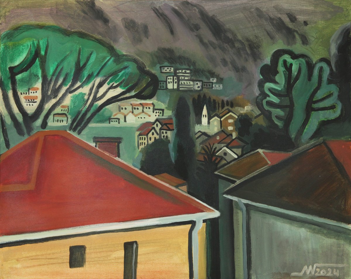 Landscape Acrylic Painting By Marina Gorkaeva, 20 X 16", Pr?anj, Original Artwork