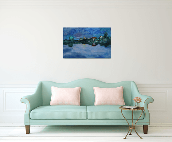 Twilight time.Moon rising