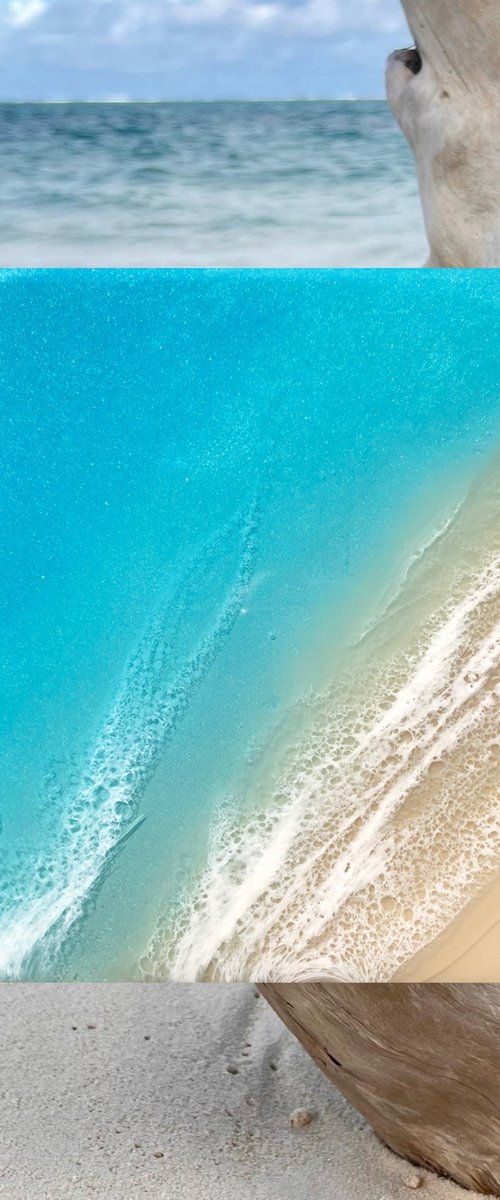 White Sand Beach Infinite Blue Ocean Painting by Ana Hefco