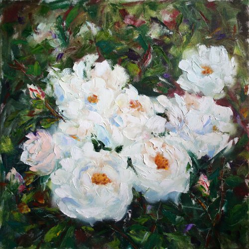 Roses in Garden I /  ORIGINAL PAINTING by Salana Art Gallery