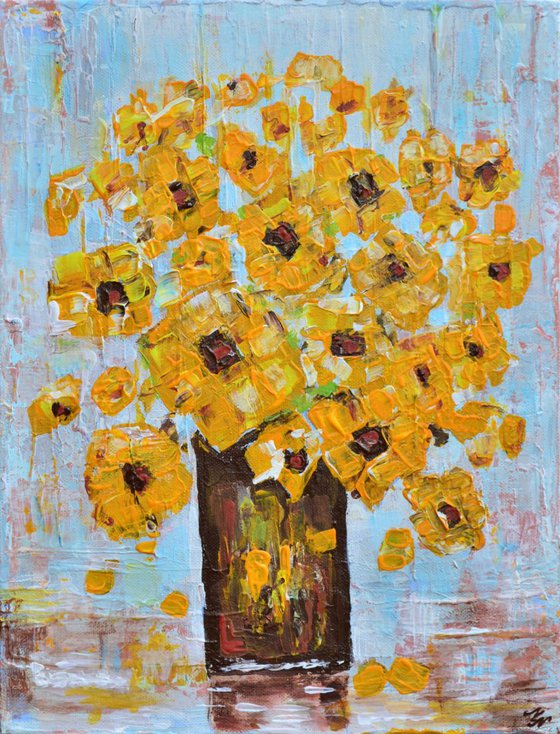 Yellow Flowers-Deep edge canvas ready to hang