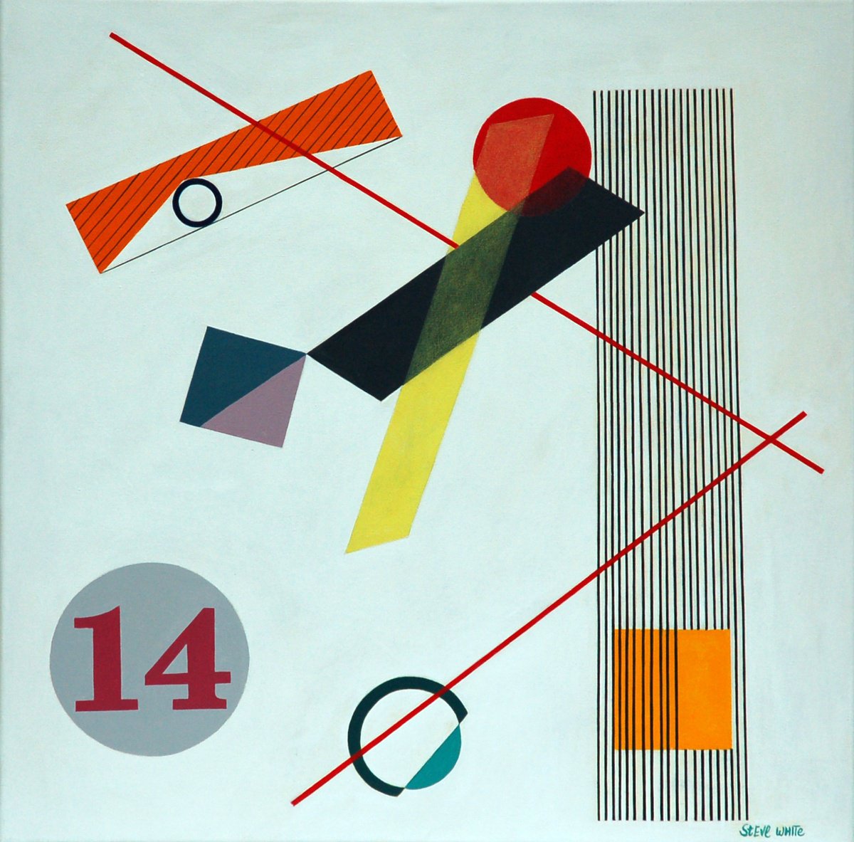 Geometric Abstract Acrylic Painting By Steve White, 24 X 24", 14, Original Artwork