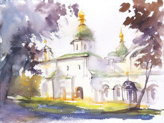 Ukrainian church in sunset light