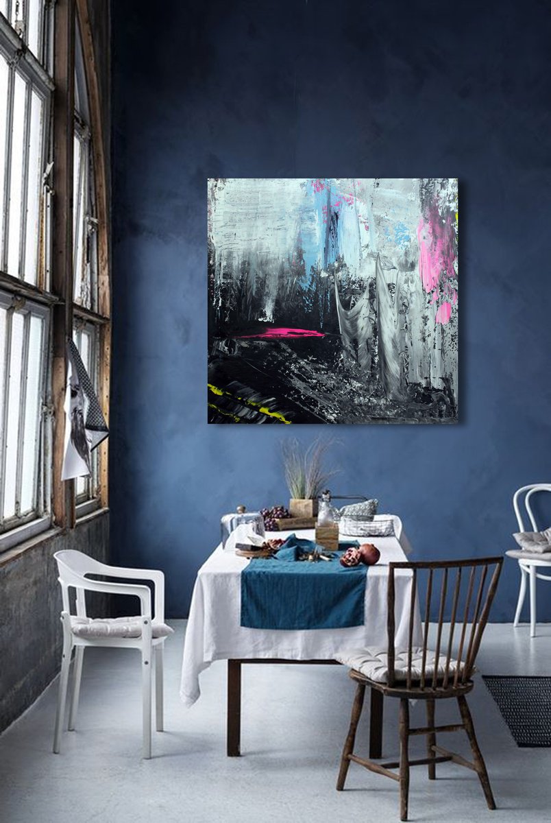 Abstract Acrylic Painting By Mir-Jan, 35 X 35", Abstract 82, Original Artwork