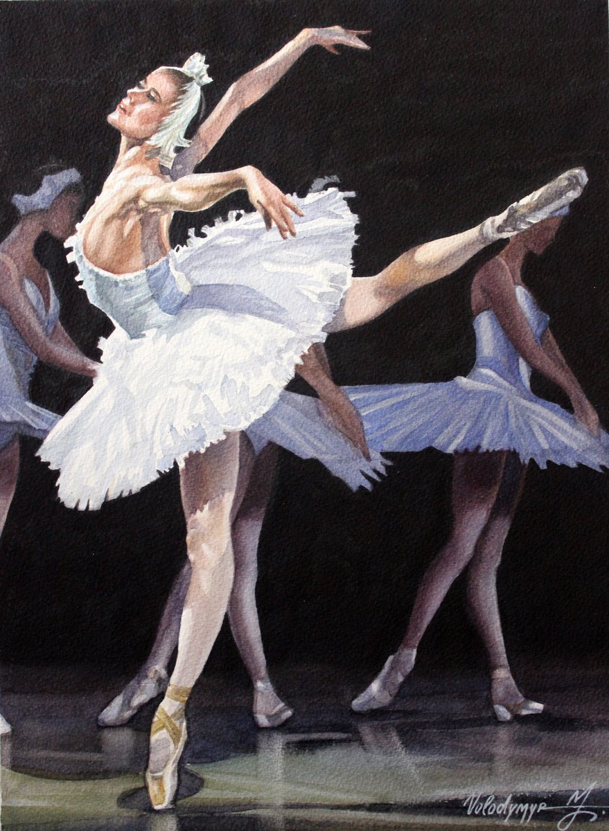 Portrait Watercolour By Volodymyr Melnychuk, 11 X 15", Ballet, Original Artwork