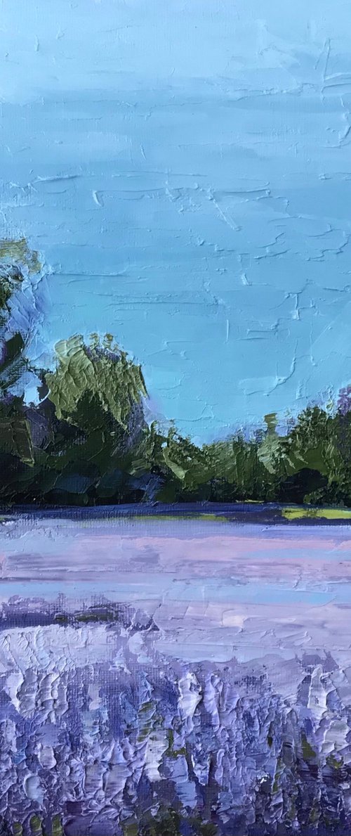 Original oil painting abstract flowery field 30x30cm by Leysan Khasanova