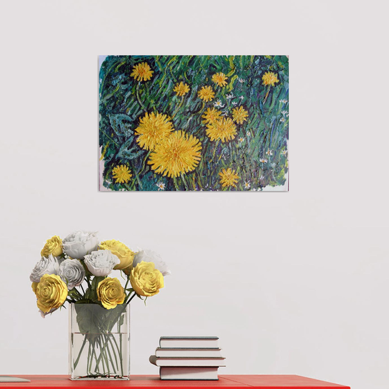 Dandelions with Daisies