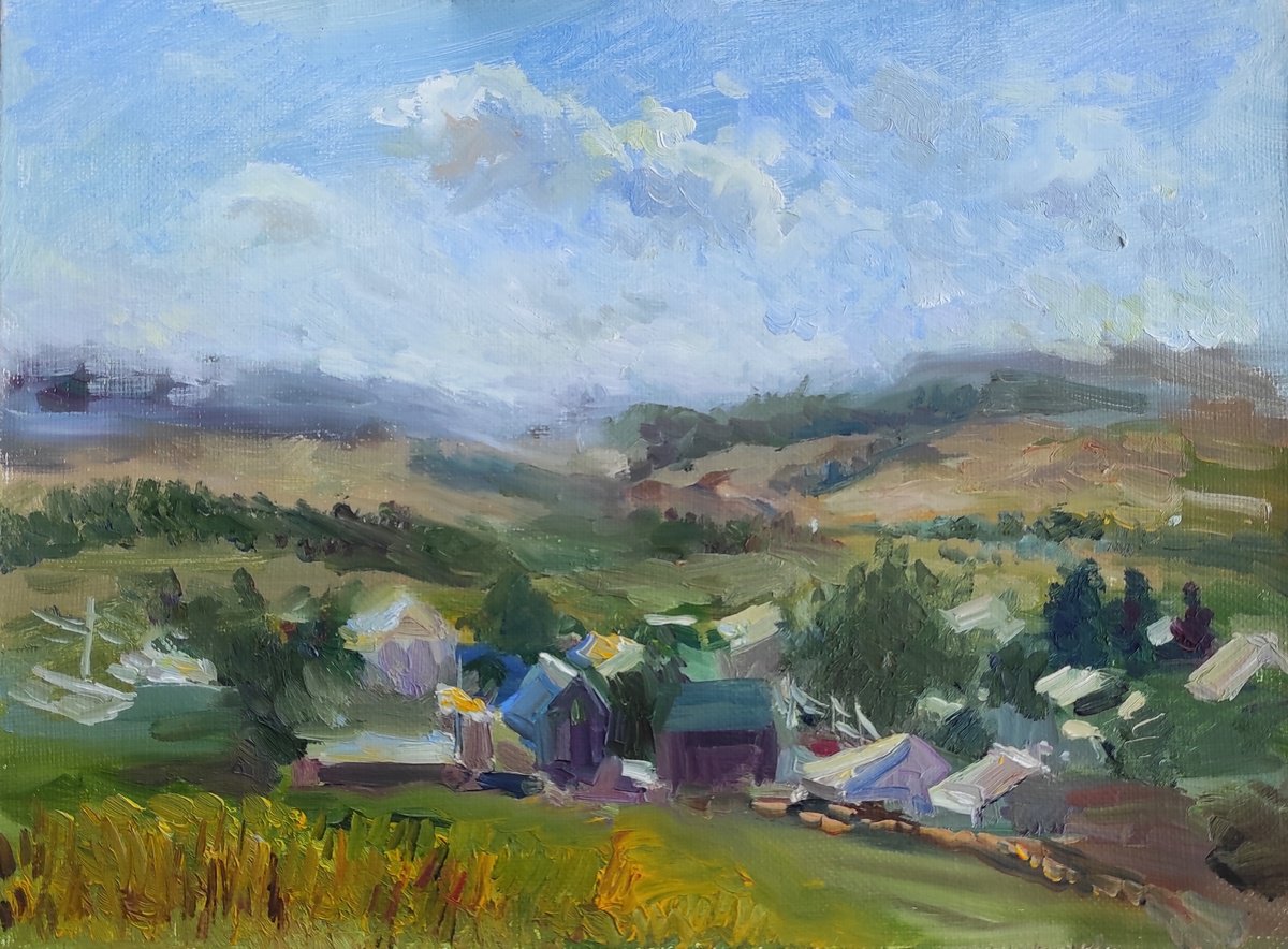 Landscape with houses by Natasha Voronchikhina