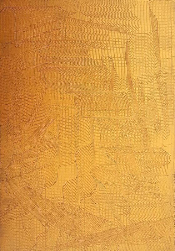 Gentle touch- diptych golden and bronze abstract