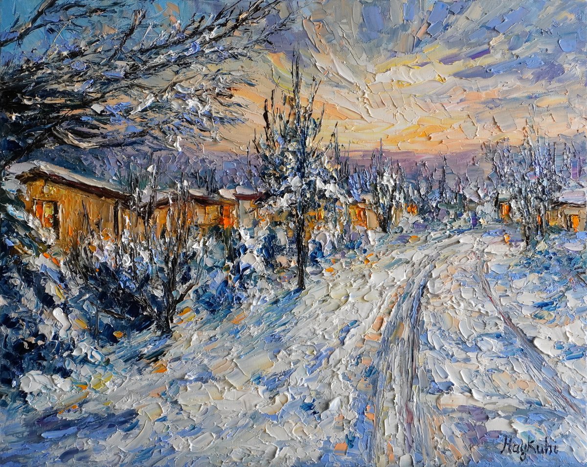 Winter Evening Glow By Haykuhi Khachatryan, 20 X 16, Artwork For Sale On Artfinder