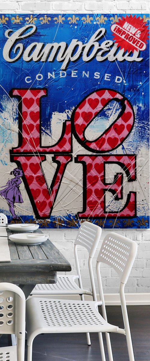 New & Improved Love 140cm x 100cm Campbell's Soup Love Textured Urban Pop Art by Franko