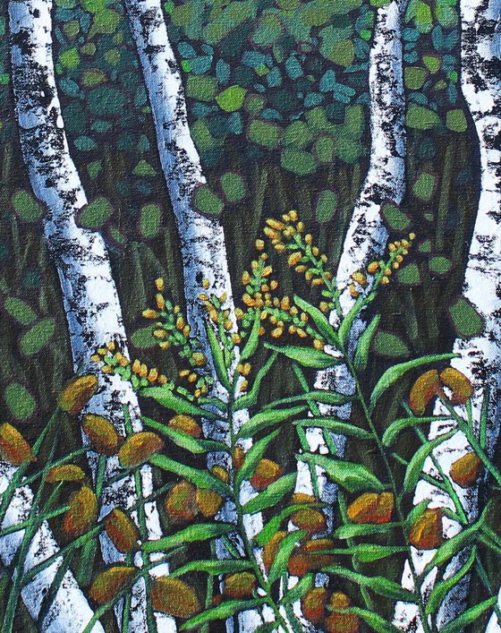 Birches with Goldenrod