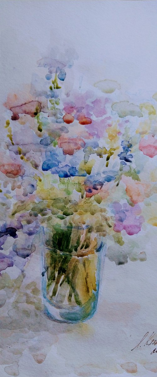 Field flowers. Original watercolour painting. by Elena Klyan