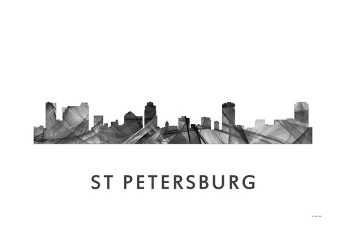 St Petersburg Florida Skyline WB BW by Marlene Watson