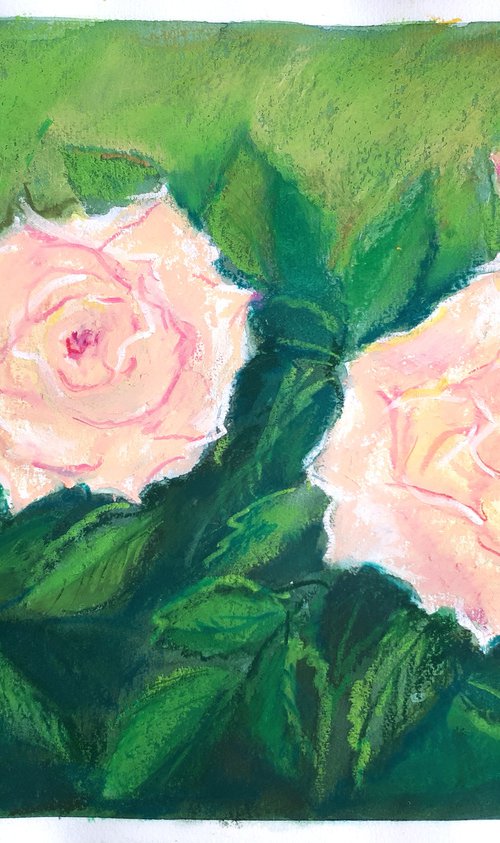 Roses in Garden... /  ORIGINAL PAINTING by Salana Art