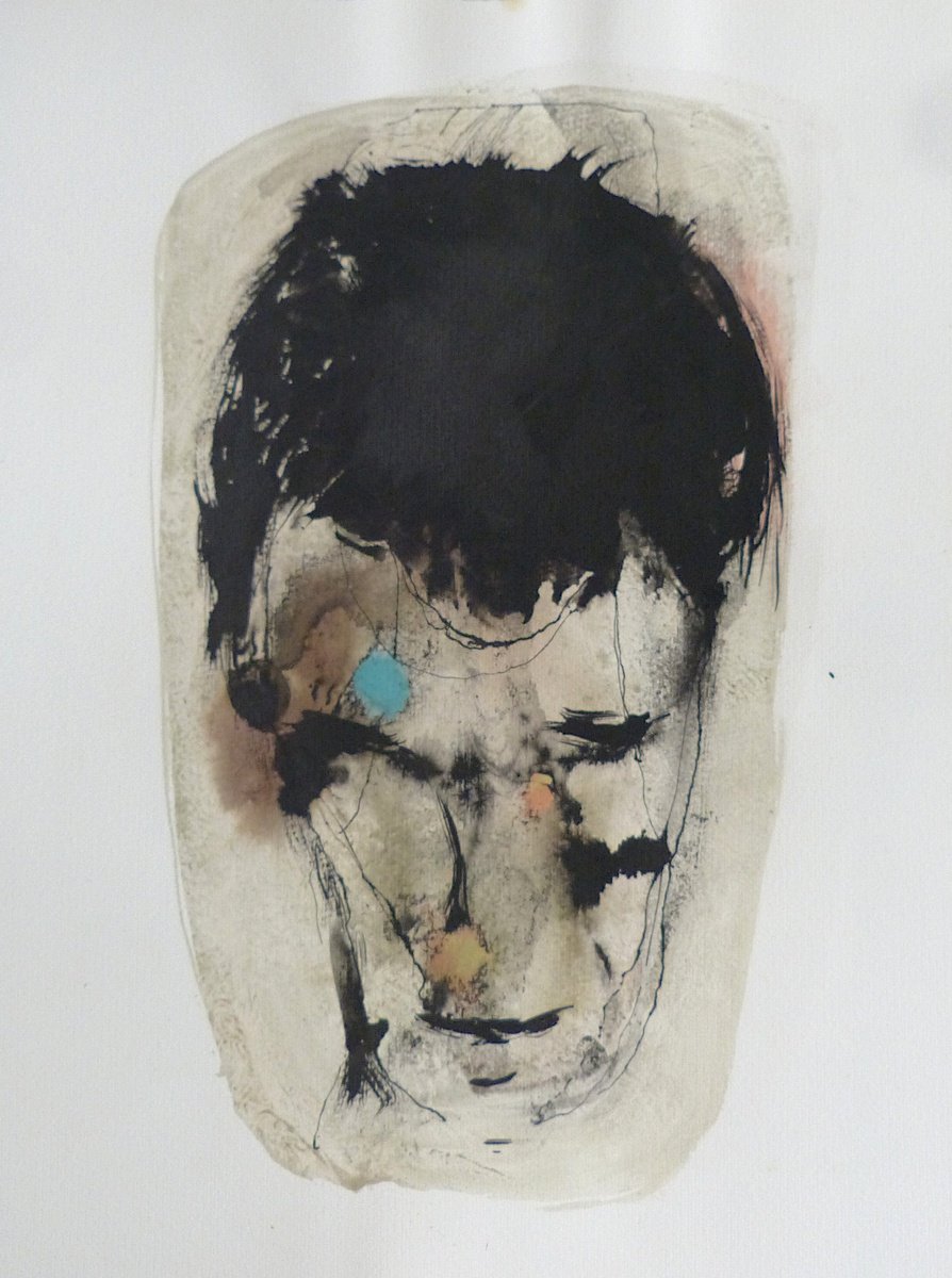 Expressive Portrait Ink Drawing By Frederic Belaubre, 14 X 19, The Portrait., Original Artwork