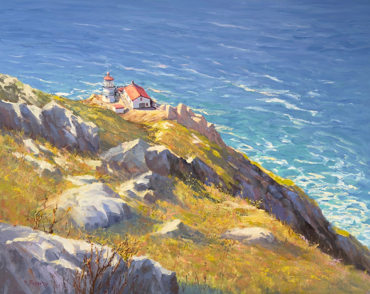 Impressionistic Landscape Oil Painting By Tatyana Fogarty, 20 X 16", Point Reyes Lighthouse, Original Artwork