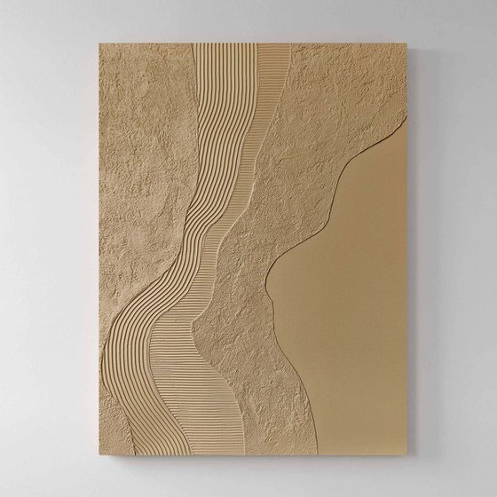 "Nile" Beige abstract high textured art