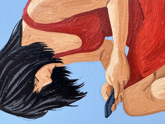 Dog Waiting While You Scroll - Painting