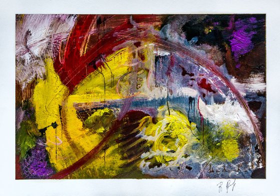 Abstract Original Painting On Unframed A3 Paper.