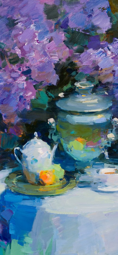 Tea in the Spring Garden by Aleksandr  Kryushyn