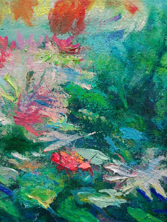 Japanese garden 3. Original oil painting