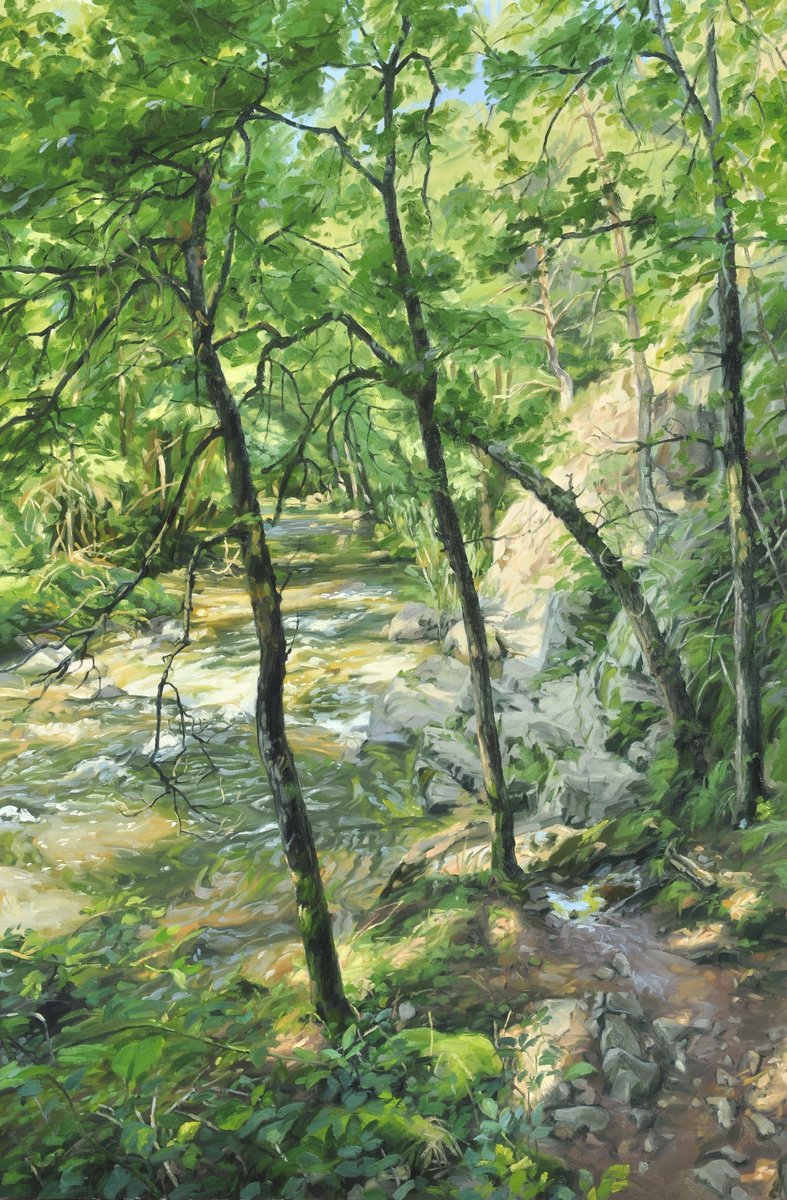Trees By The River By Anne Baudequin, 43 X 64, Artwork For Sale On Artfinder